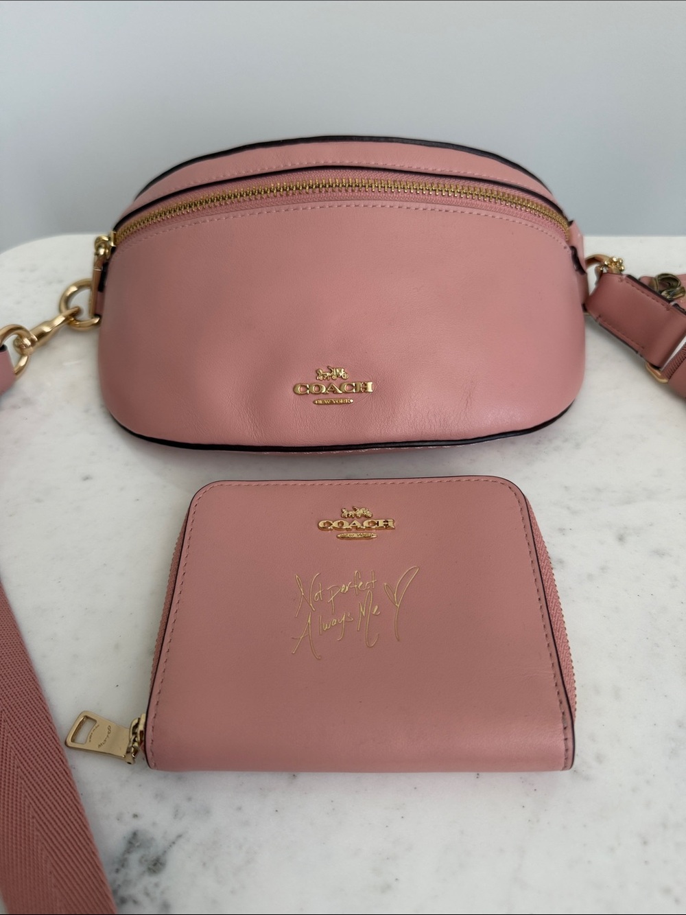COACH x Selena Gomez Peony Pink Belt Bag & Wallet Set Limited Edition